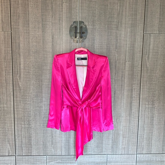 satin tie waist blazer